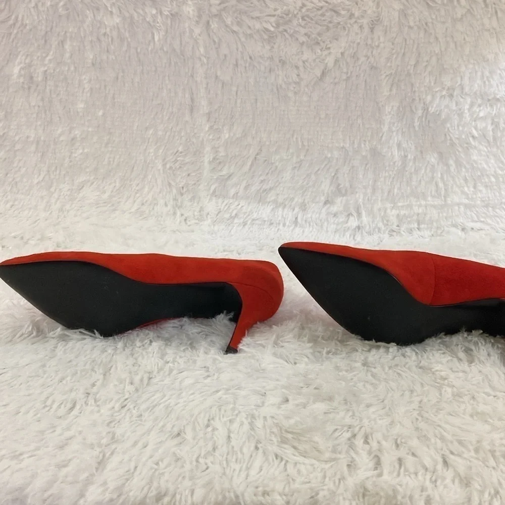 & OTHER STORIES RED FAUX SUED WOMEN PUMPS. SIZE-38 ,US-8. - Picture 6 of 8